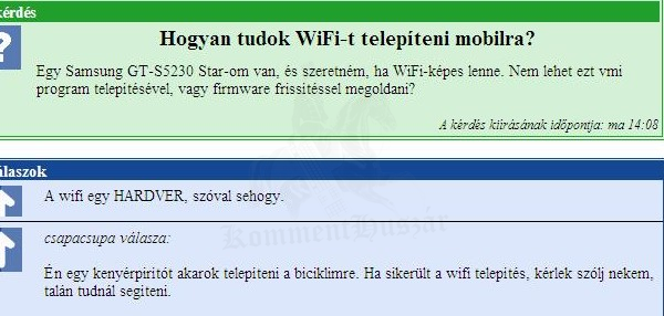 WiFi-telepítés
 
