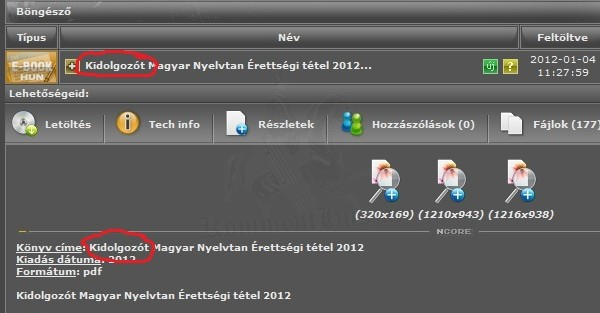 Kidolgozót(?) Magyar Érettségi Tételek
 
