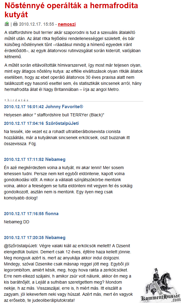 Hermafrodita kutya
 
